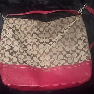 Coach Brown and  red Shoulder Bag